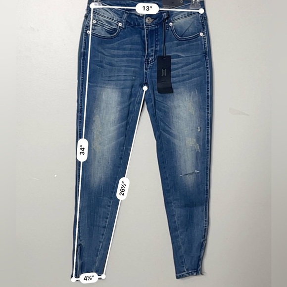 Rue 21 Women’s Jeggings, Sz 0, Denim, Short, Zippered Cuff, Mid-rise, Skinny NWT - Picture 9 of 9